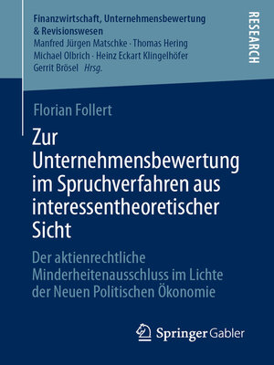 cover image of Zur Unternehmensbewertung im Spruchverfahren aus interessentheoretischer Sicht